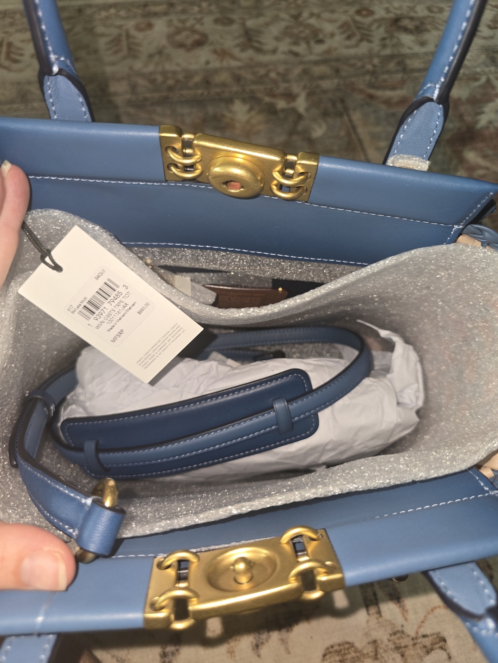 Coach Troupe Tote In Blue Lake With Multicolored Weaving - Picture 8 of 11